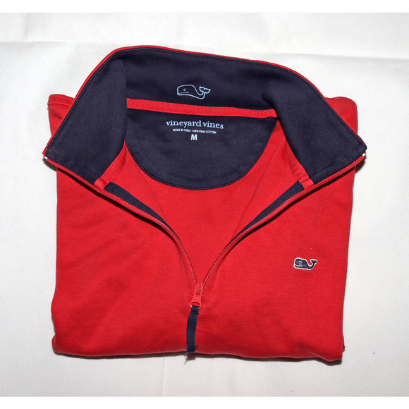 vineyard vines Men's Whale 1/4 Zip Mock Neck Pullover Sweatshirt Size Medium - Picture 5 of 7